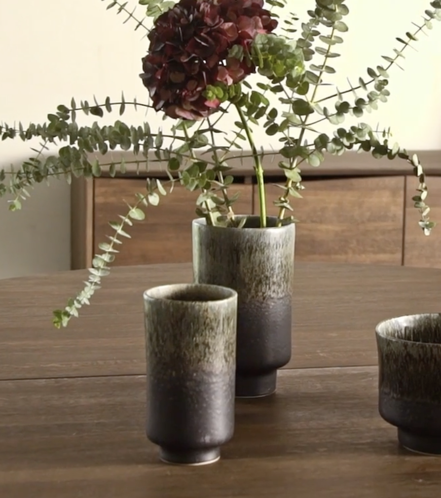 Muubs Lago stoneware vase forest green 18cm
