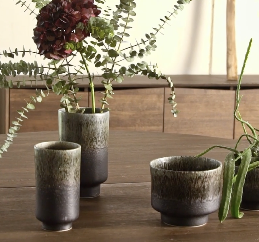 Muubs Lago stoneware pot forest green 16cm
