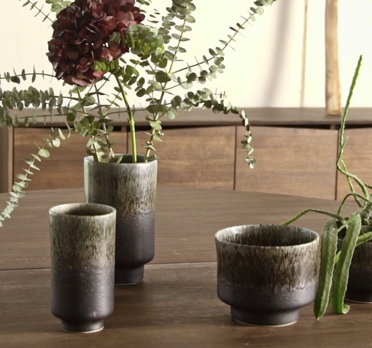 Muubs Lago stoneware pot forest green 16cm