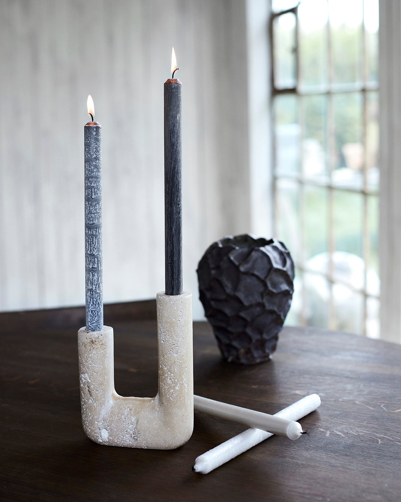 Muubs Yoro textured candles set of 4  Nordic Glow