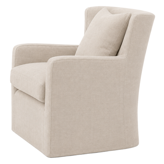 NZ made Ernest slip cover armchair on swivel base