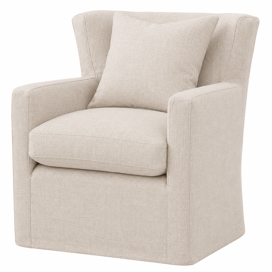 NZ made Ernest slip cover armchair on swivel base