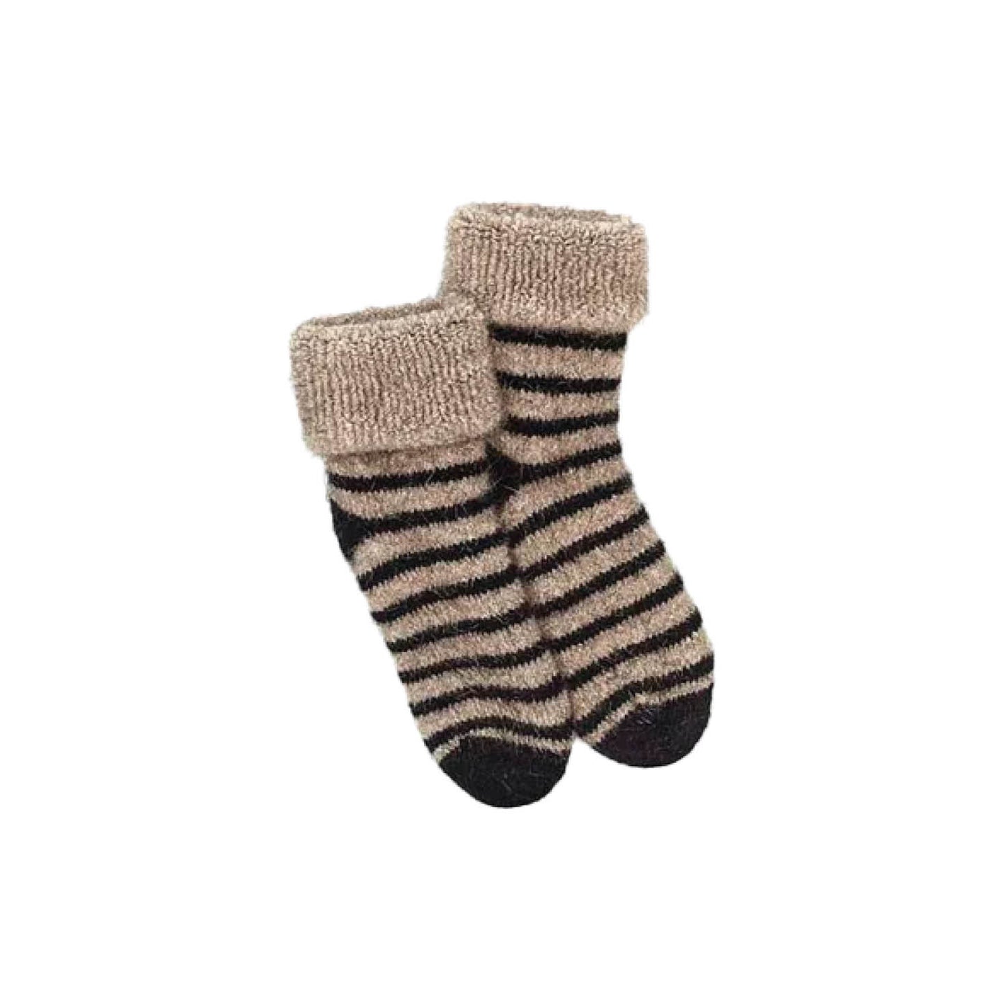 NZ made mini possum merino wool socks black stripe