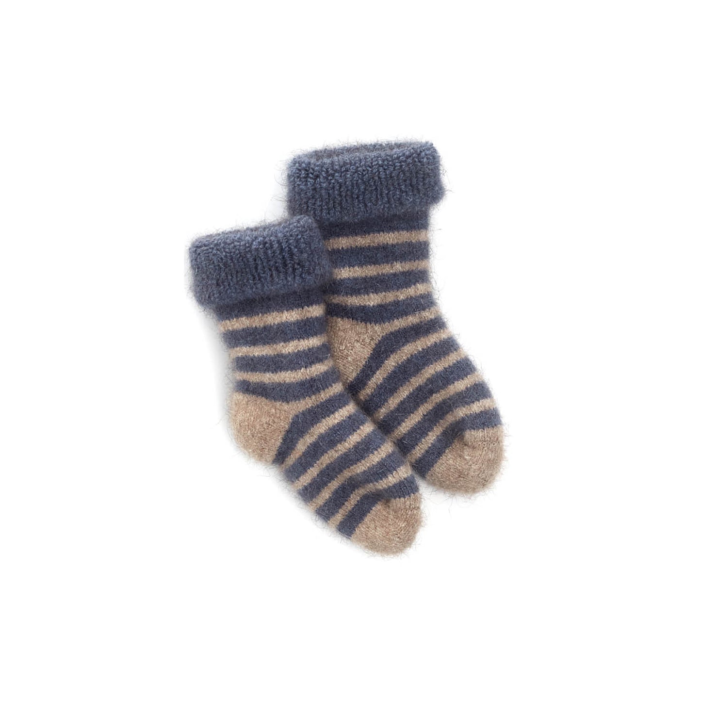 NZ made mini possum merino wool socks blue stripe