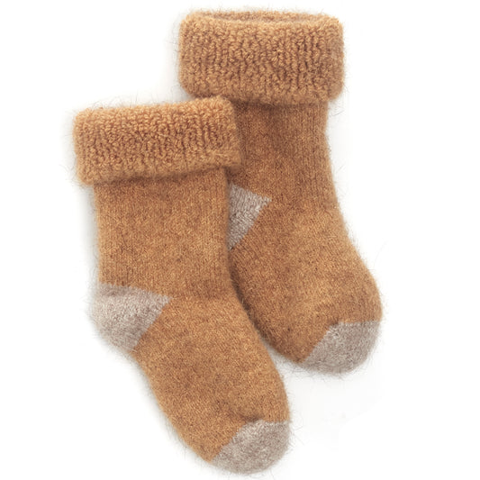 NZ made mini possum merino wool socks mustard