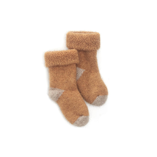 NZ made mini possum merino wool socks mustard