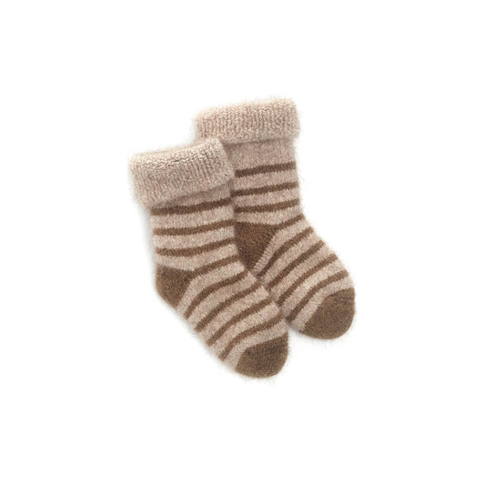 NZ made mini possum merino wool socks olive stripe