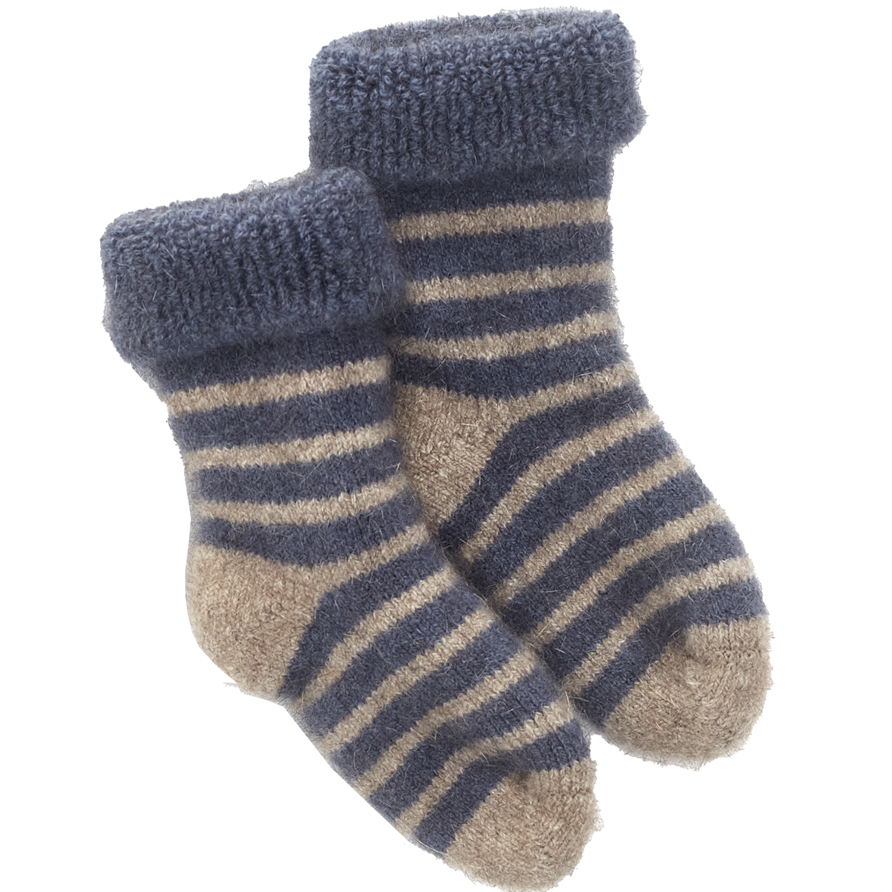 NZ made mini possum merino wool socks blue stripe