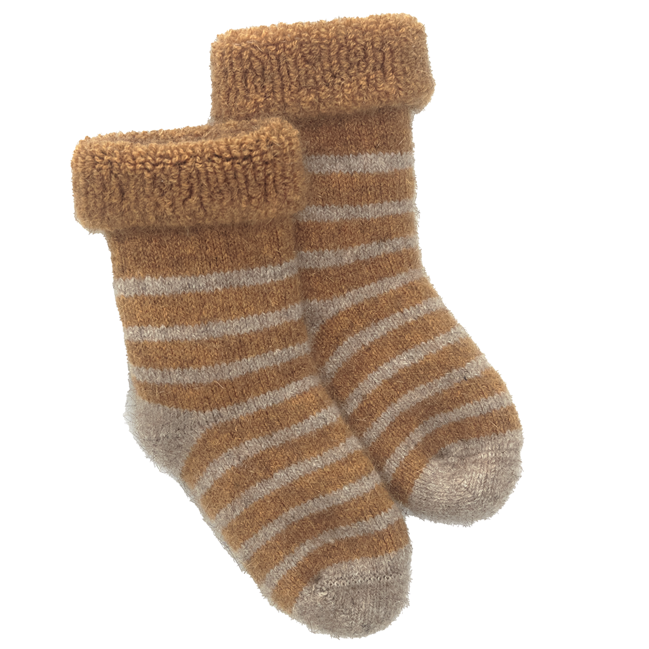 NZ made mini possum merino wool socks mustard stripe