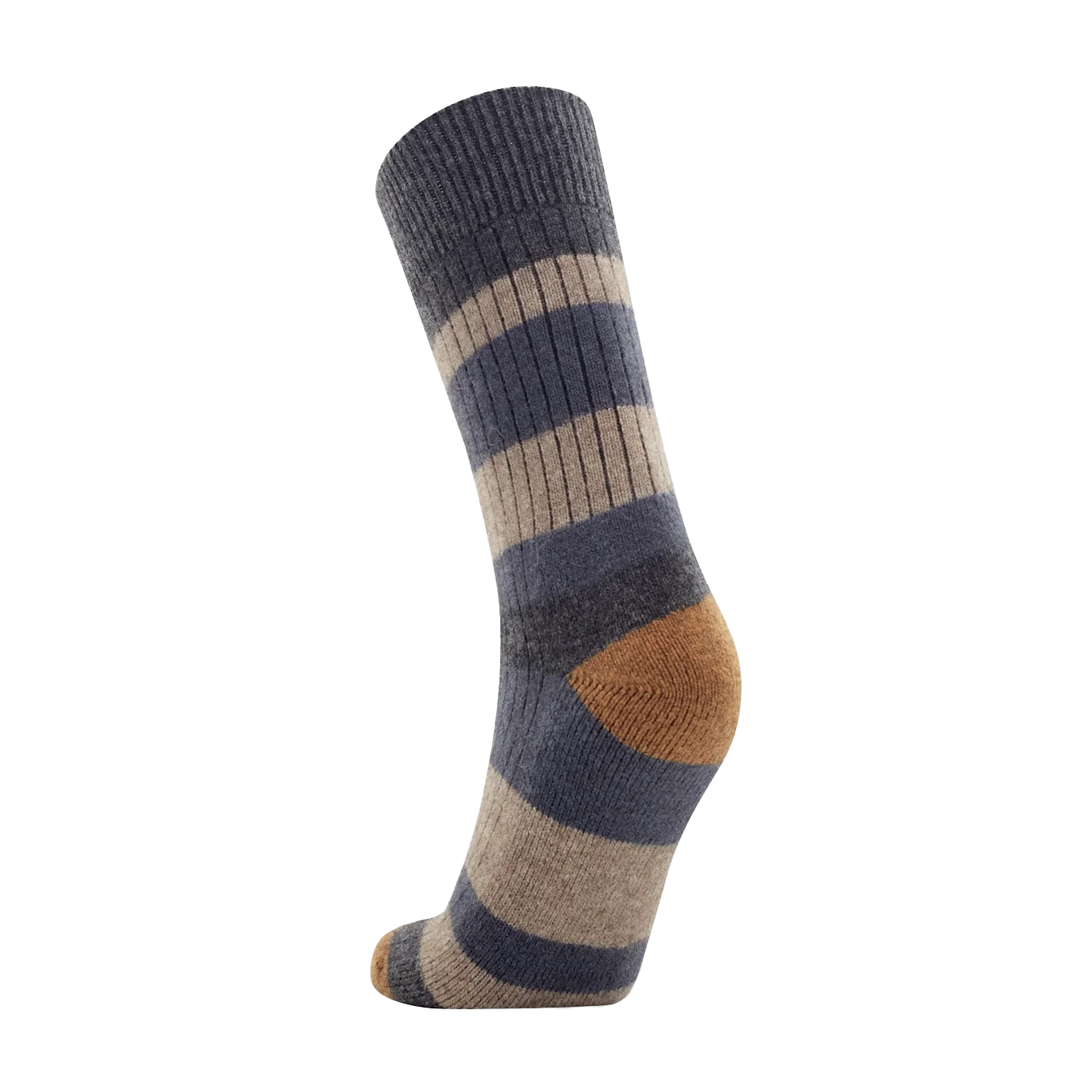 NZ made possum merino wool striped ribbed socks riverstone