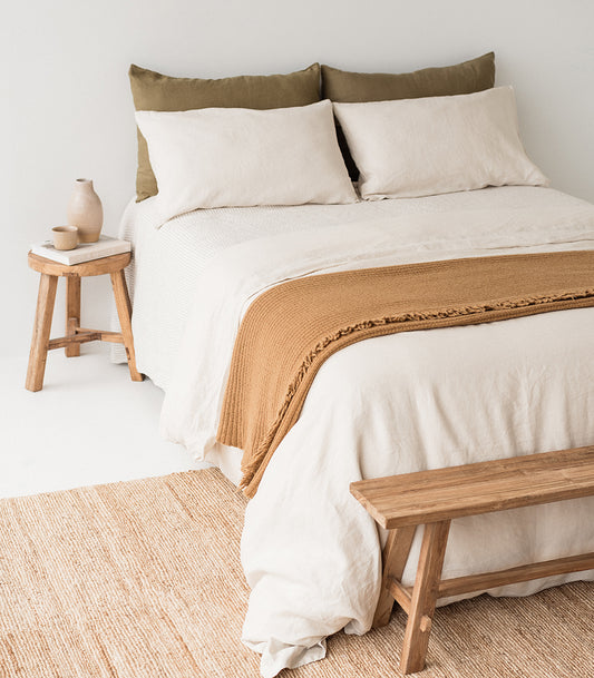 NZ made ribbed lambswool throw  ginger honey