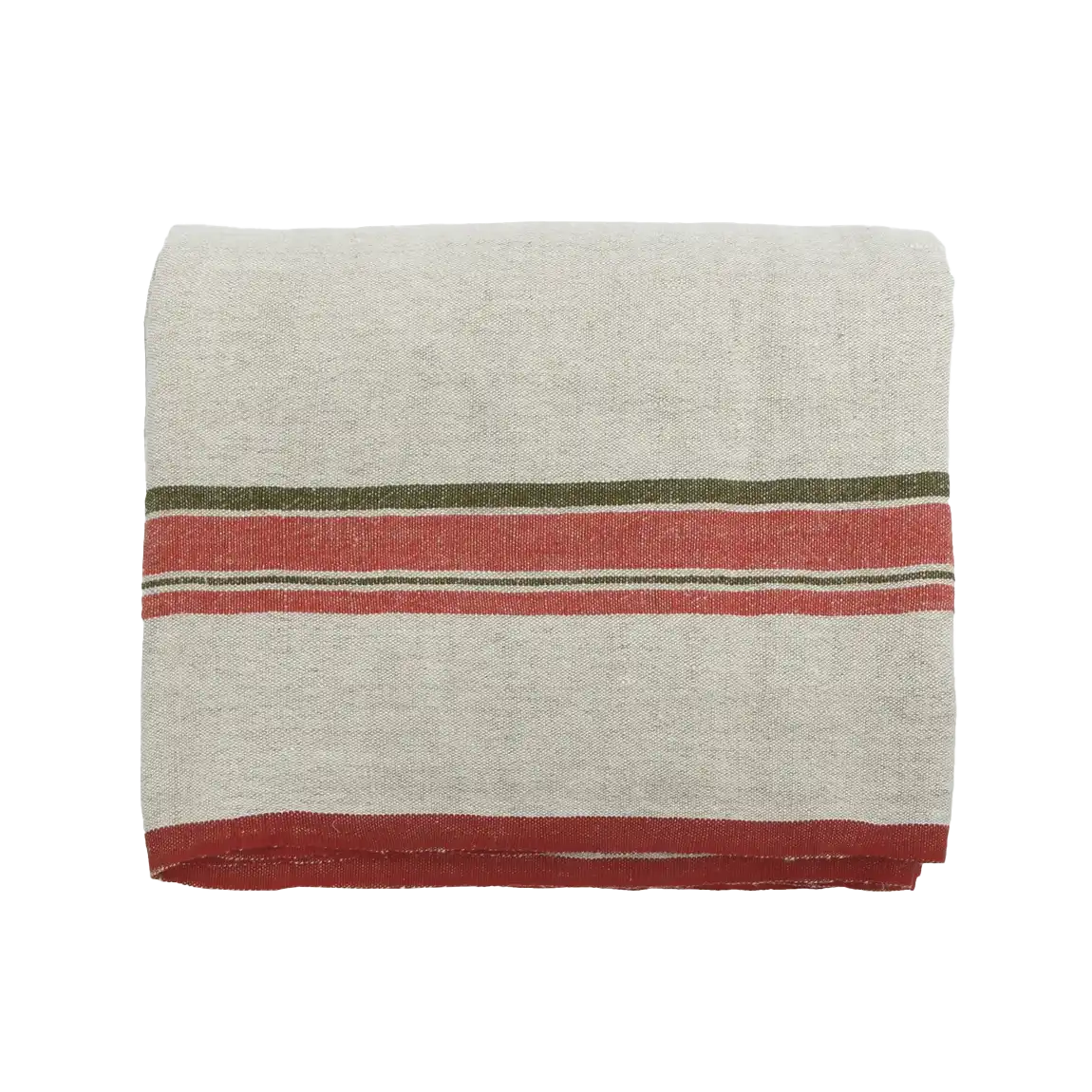 Natural heavy linen tablecloth with red selvedge 250cm