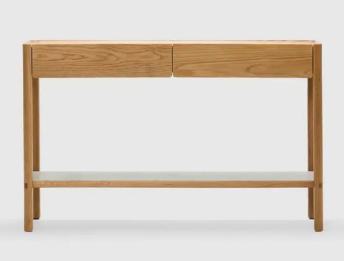 Neil oak console with marble shelf 120cm natural