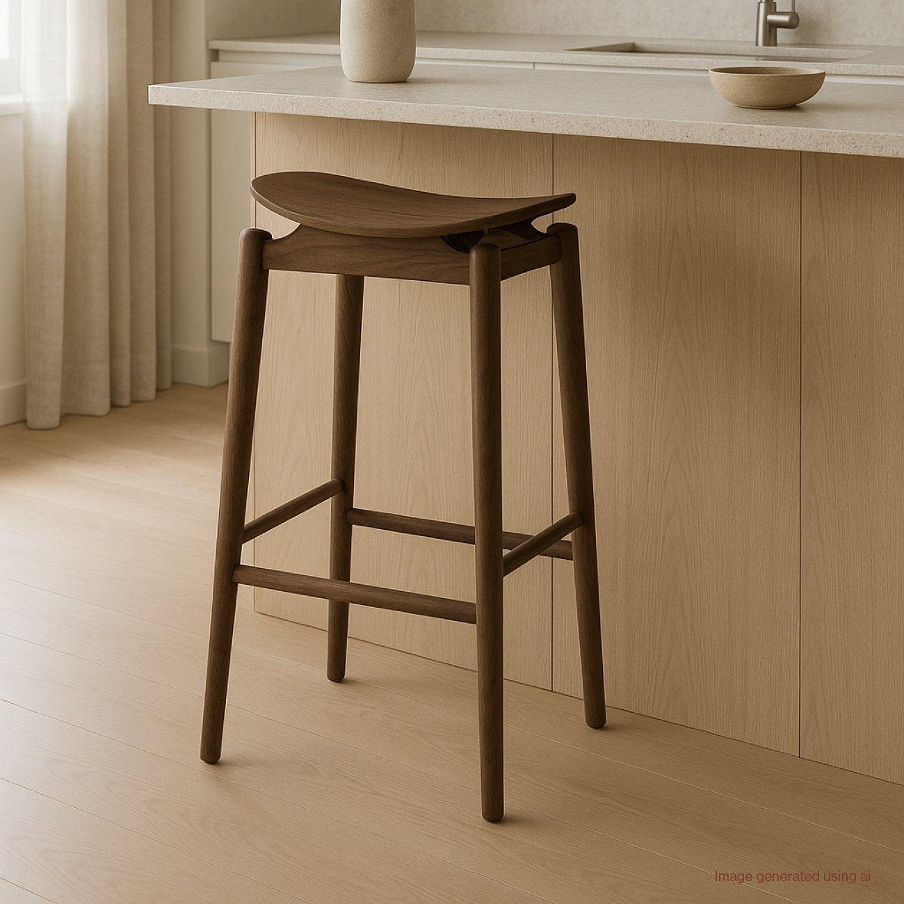 Nord solid oak bar stool walnut 67cm