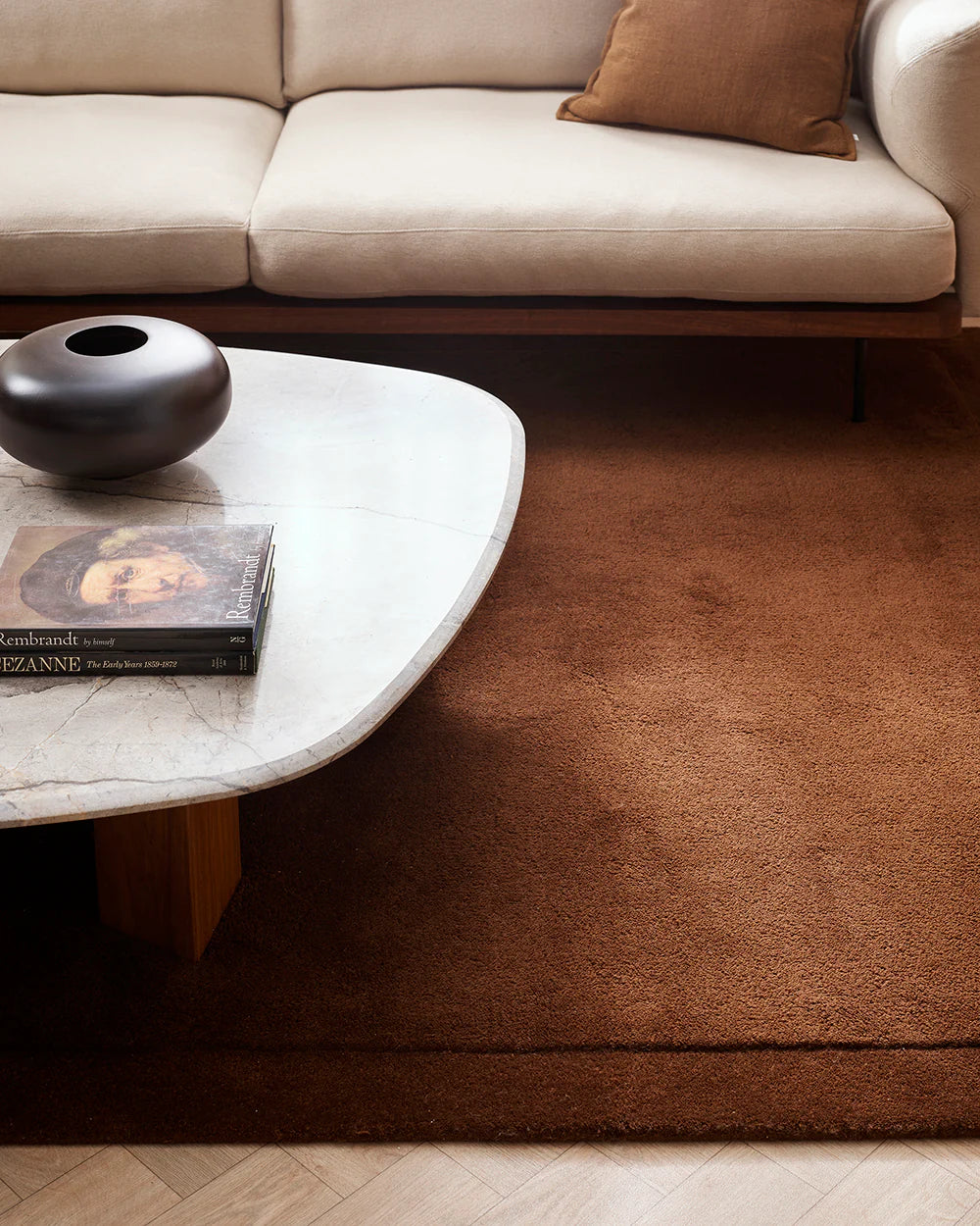 Norfolk NZ wool floor rug chocolate – green with envy nz