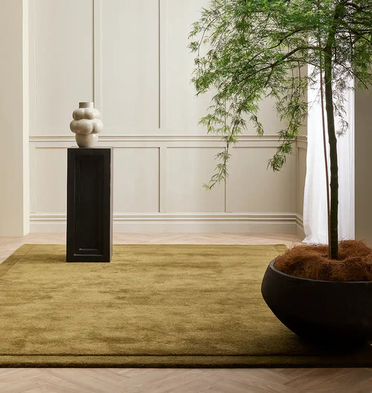 Norfolk NZ wool floor rug olive
