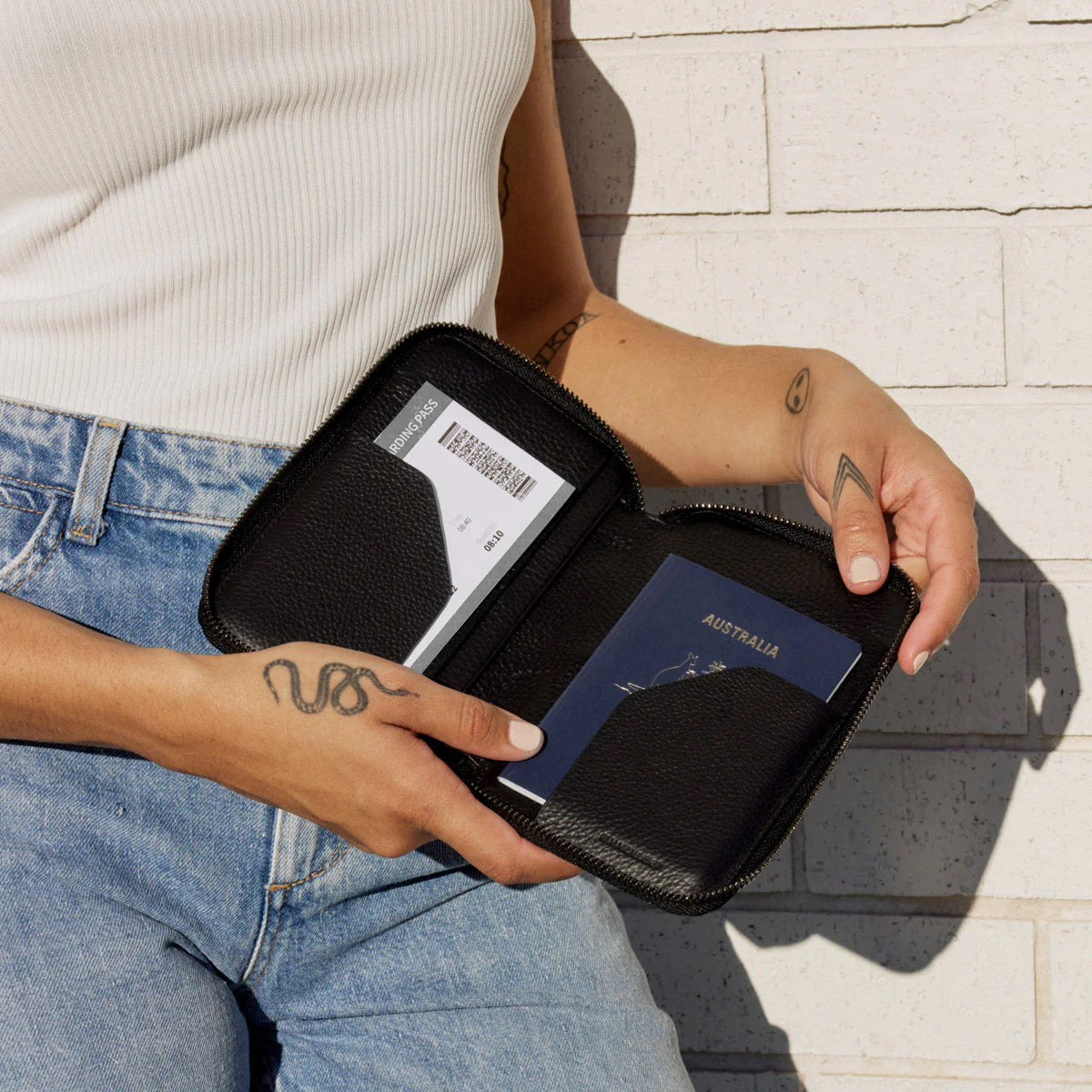 Nowhere to be found leather passport wallet black