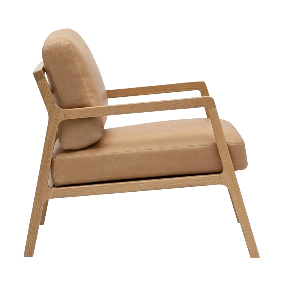 Nysse solid oak and leather armchair pecan