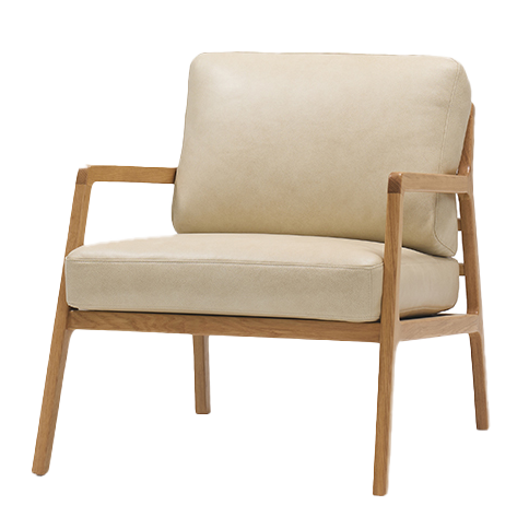 Nysse solid oak and leather armchair limestone