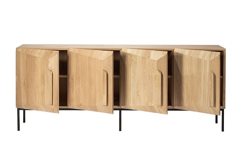 Oak angled sideboard 4-door 200cm natural