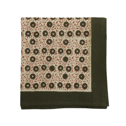 Odelle block print cotton tablecloth 320cm long