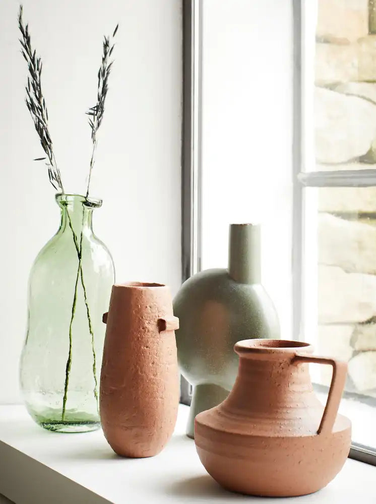 Organic shaped recycled glass vase green 30cm