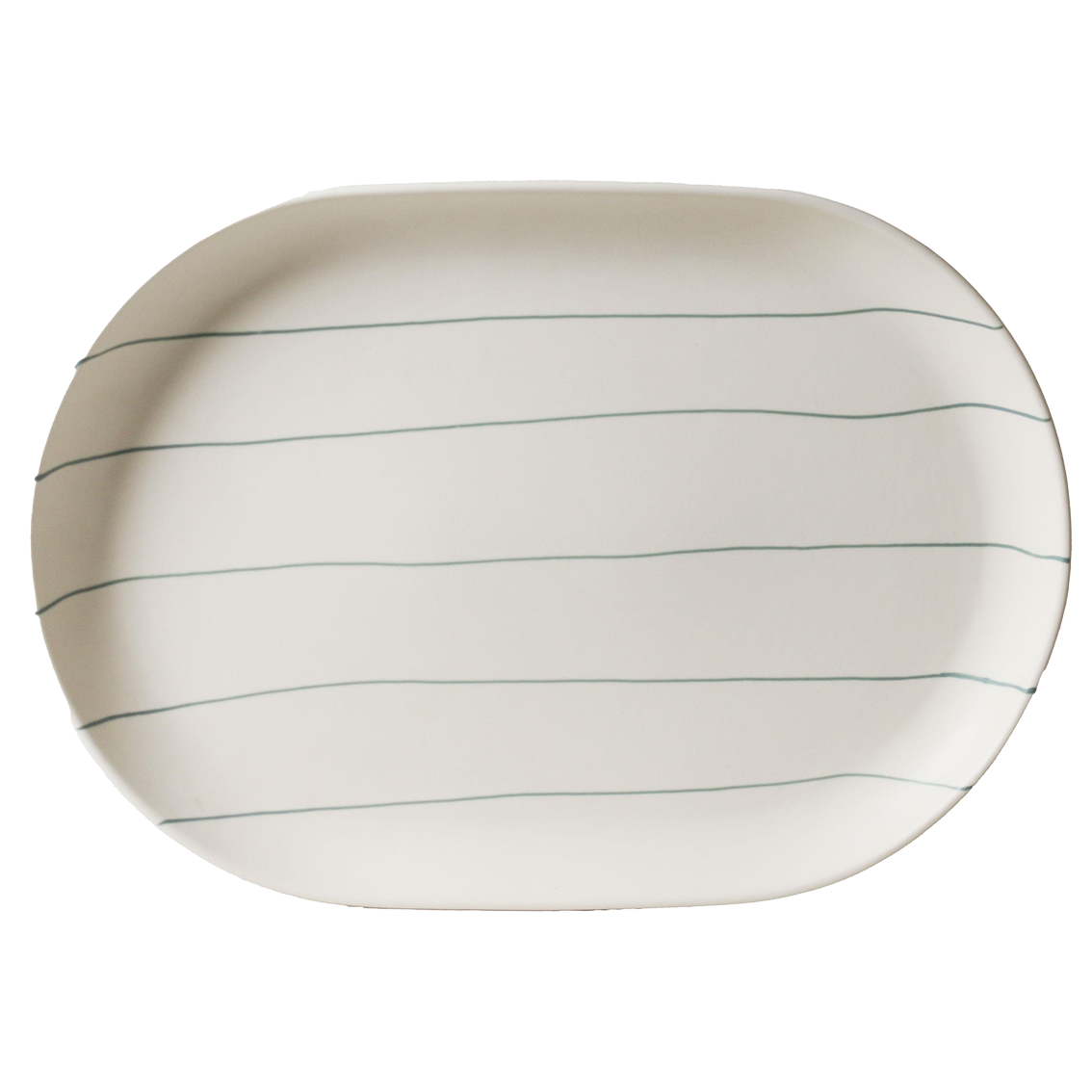Oval serving platter with green stripes 38cm