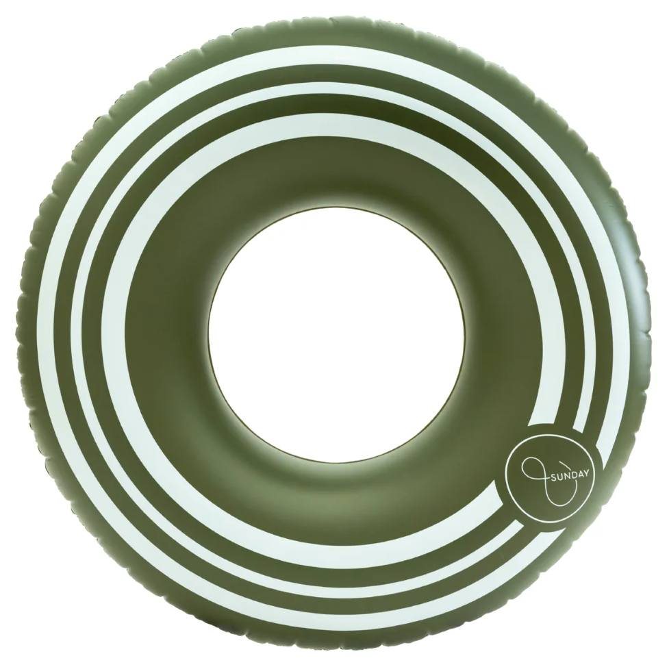 Oversized striped pool float olive 130cm – green with envy nz