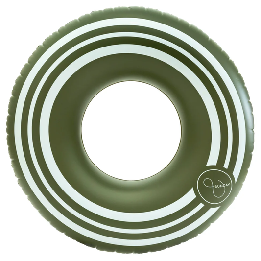 Oversized striped pool float olive 130cm