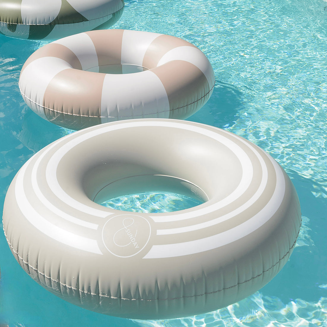 Oversized striped pool float clay 130cm – green with envy nz