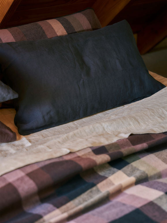 Pair of linen pillowcases blue black