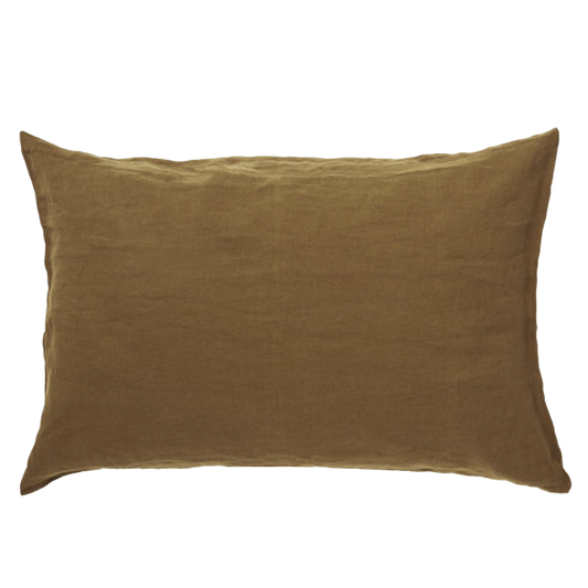 Pair of linen pillowcases ochre
