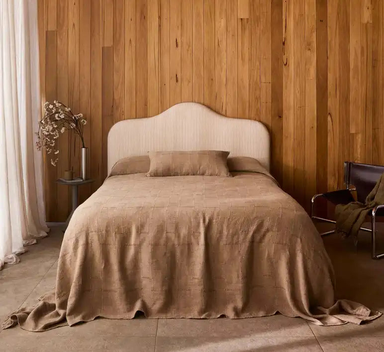 Palermo french linen bedcover caramel