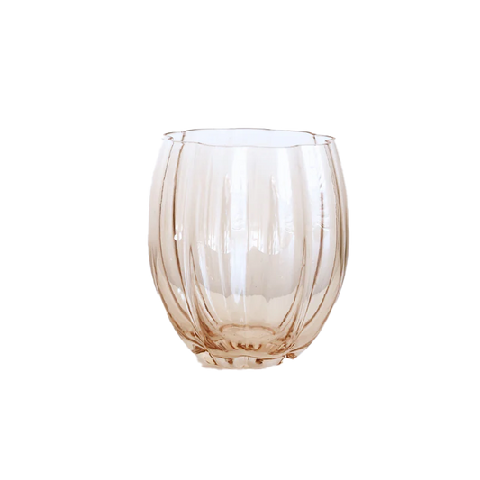 Scalloped glass tumbler light amber