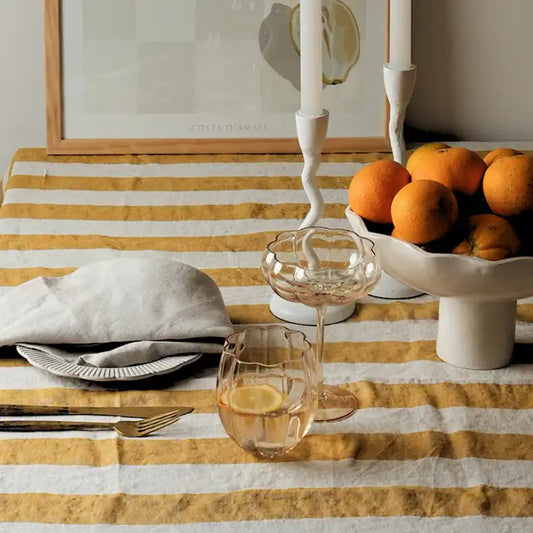 Scalloped glass tumbler light amber