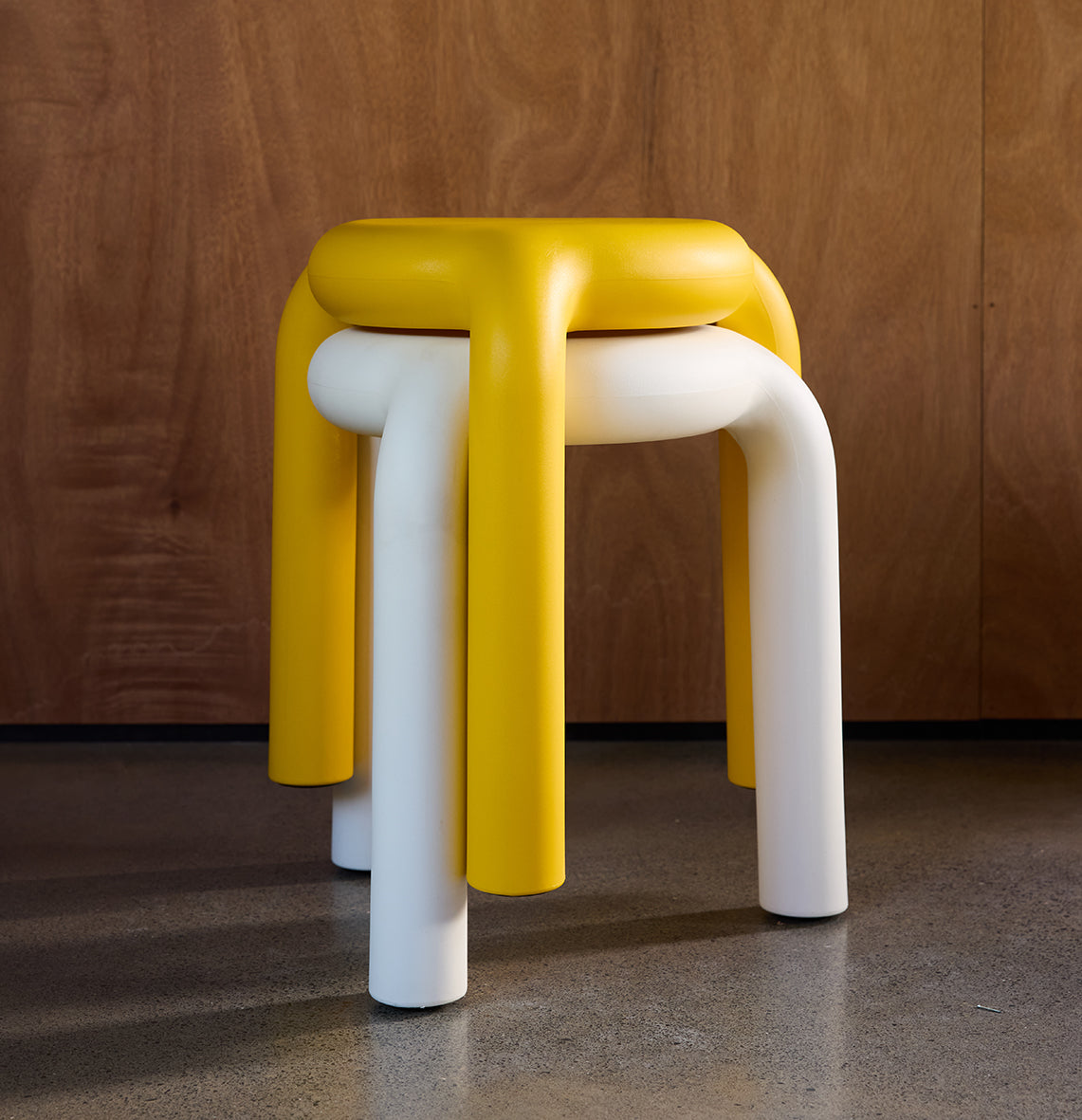 Piccolo stackable indoor outdoor stool yellow