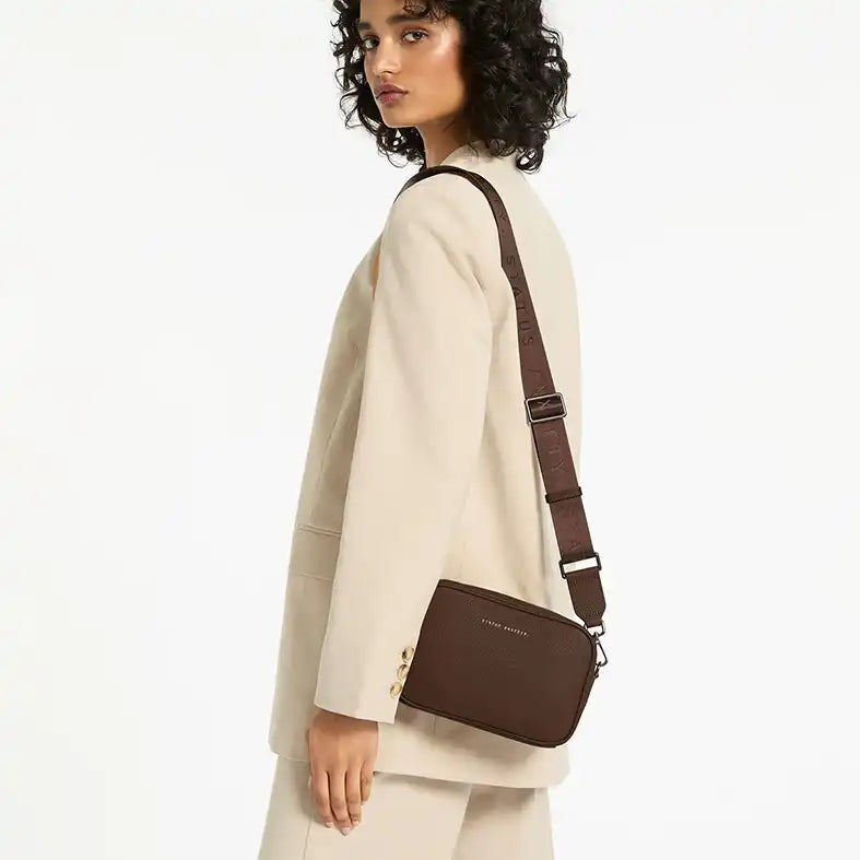 Plunder shoulder bag wide strap cocoa