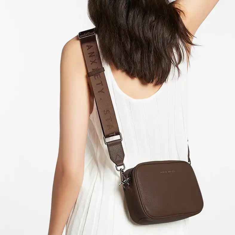 Plunder shoulder bag wide strap cocoa