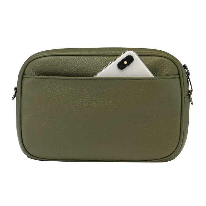 Status Anxiety plunder leather bag with dual straps khaki