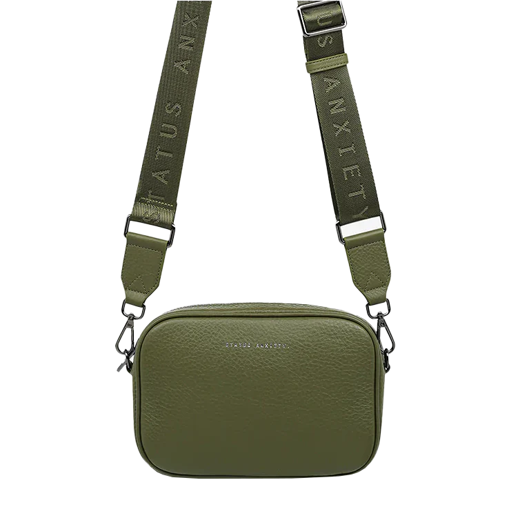 Status Anxiety plunder leather bag with dual straps khaki