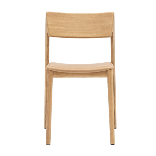 Poise oak dining chair with leather seat natural