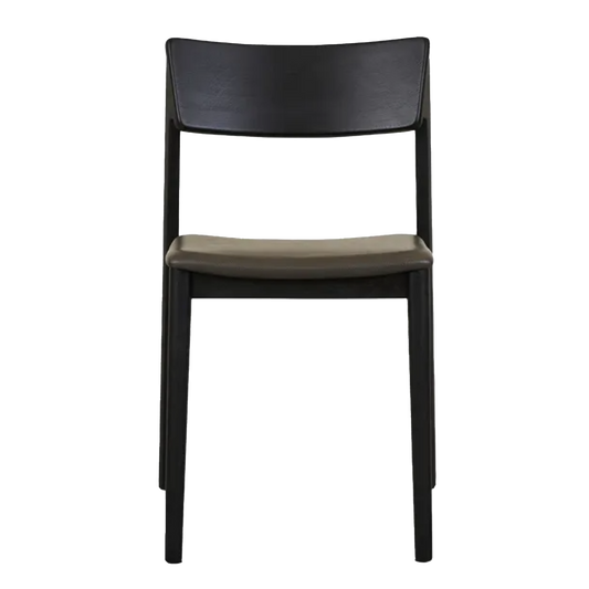 Poise oak upholstered dining chair with leather seat black