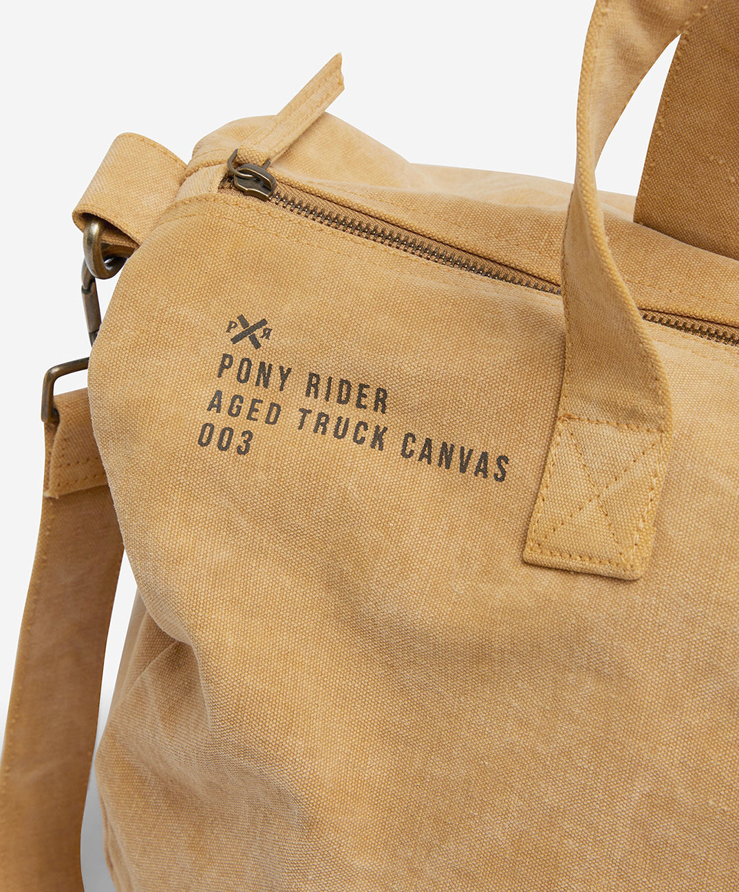 Pony rider recycled truck canvas overnight bag clay