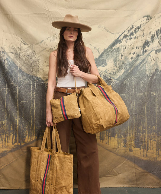 Pony rider recycled truck canvas overnight bag clay