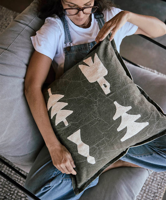Pony Rider elements cushion cover 55cm olive