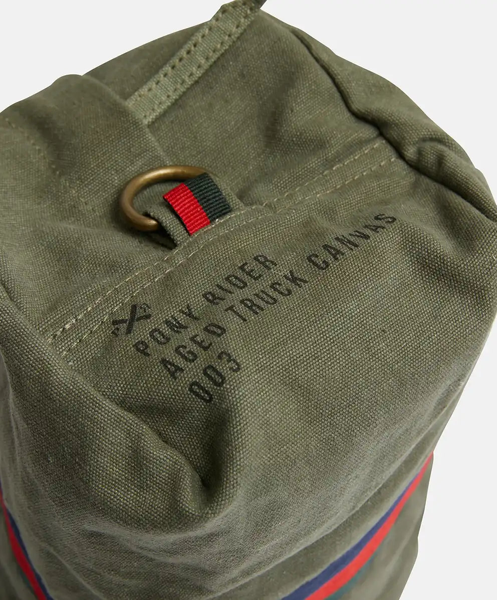 Pony Rider upcycled canvas toiletry bag khaki