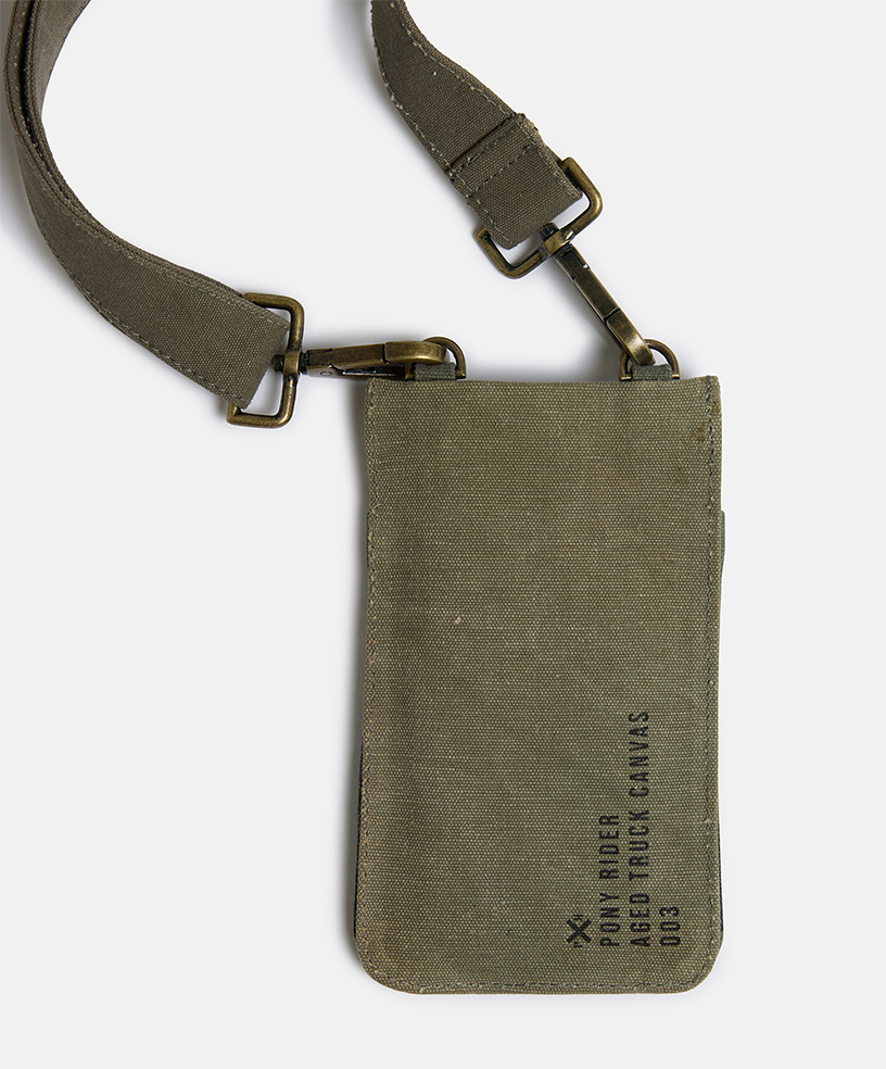 Pony Rider Land of Mates upcycled phone bag khaki