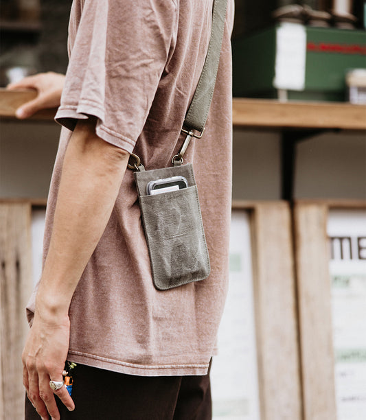 Pony Rider Land of Mates upcycled phone bag khaki