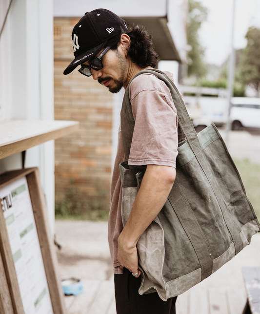 Pony rider Land of Mates upcycled tote bag khaki