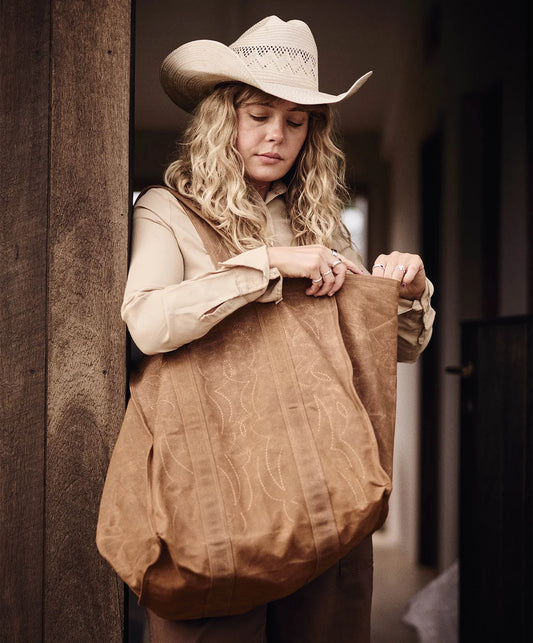 Pony Rider Cowboy market canvas tote spice